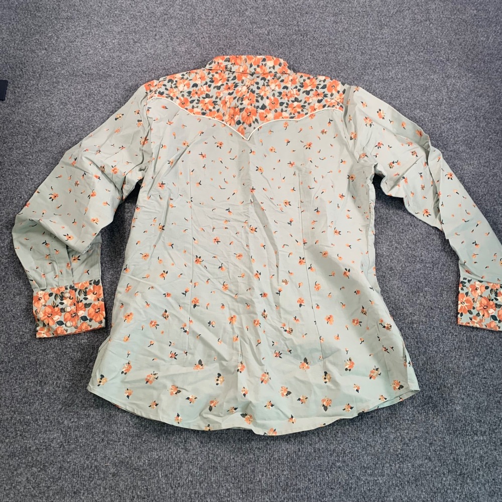 Wrangler Retro Womens XL Floral Western Snap Shirt Sage Green New w/ tags - Picture 10 of 11